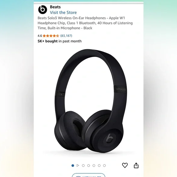 Black Beats SOLO3 Wireless Headphones with Case & charger